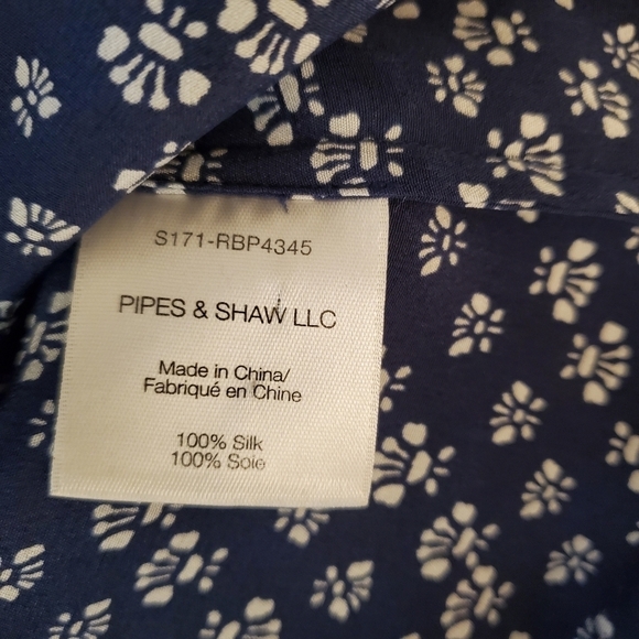 Veronica Beard Size 6 100% Silk Navy Blue Lotus Print Ruffle Blouse Dry Cleaned - Picture 8 of 14